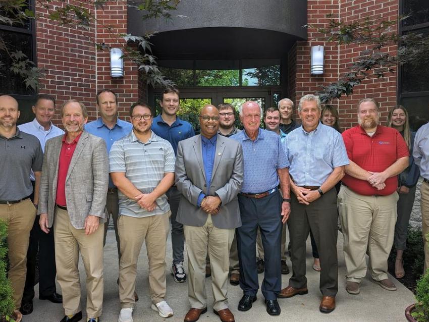Ralph Palmer poses for a photo with civil engineering faculty and Dean Buchheit